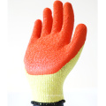 Screen Printed Cream Beige Cotton Knit Work Gloves With Latex Palm Dip